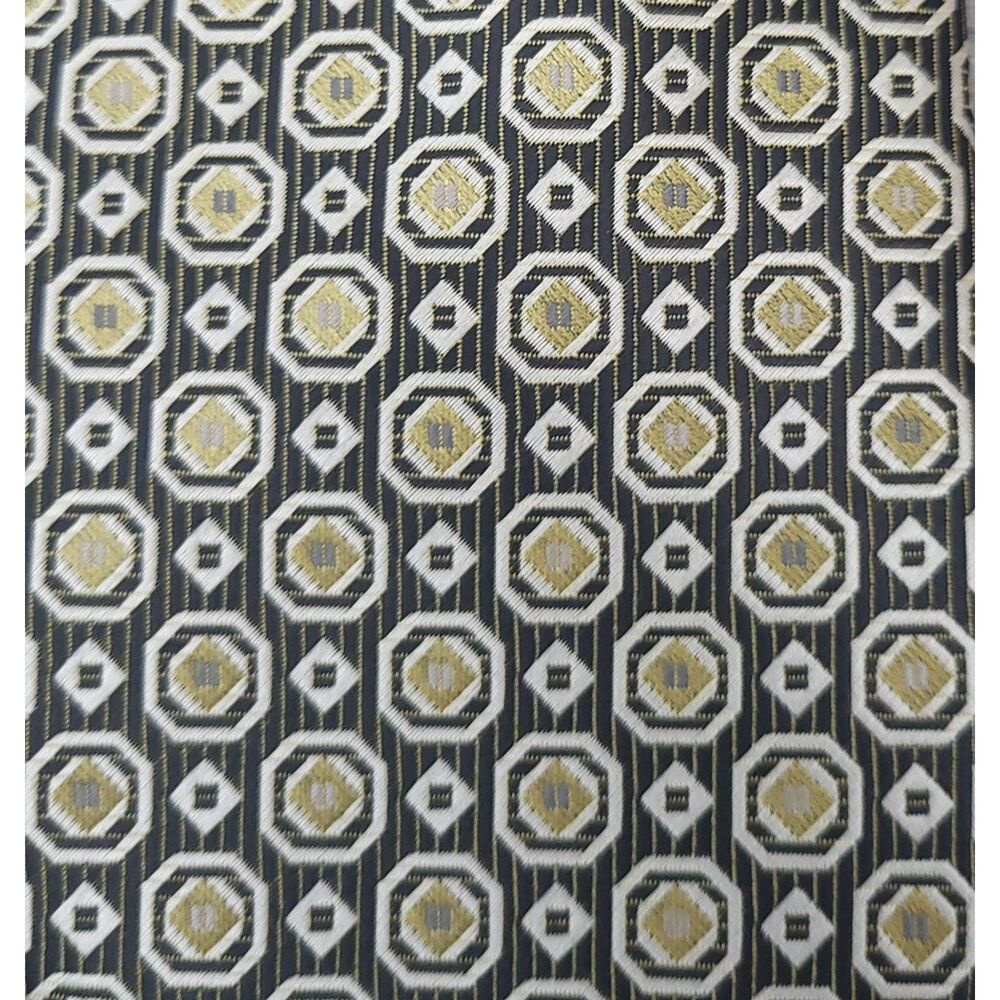 Bergamo New York Mens 100% Polyester Hand Made Black Gold Tie L-58 W-3 3/8 - Picture 2 of 7